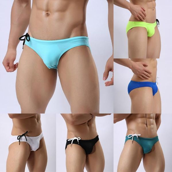 

underpants mens underwear nylon convex pouch underpant stretch brief tied triangle swimsuit men jockstrap boxer, Black;white