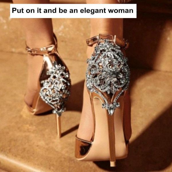 

sandals fashion hasp crystal shoes women thick heel high-heeled leisure zapatos sapato feminino salto, Black