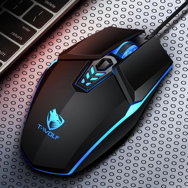 

t-wolf g510 wired gaming mouse 6 button 4 color backlight 800-3200 adjustable dpi office computer mice for lappc/gamer