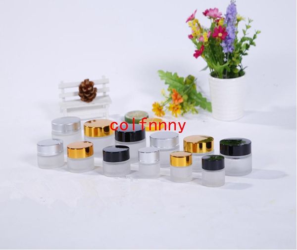

storage bottles & jars 500pcs/lot50g frost glass cream jar with silver gold cap,5g 10g packing jars, 20g empty jar, 30g cosmetic