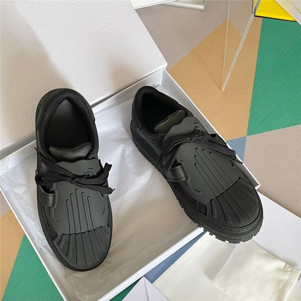 

spring and summer new letter shell head small white shoe boots versatile casual women's ports shoes round head thick sole leisure singl, Black