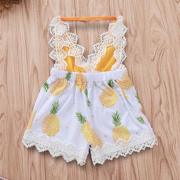 

jumpsuits 2021 summer toddler kid baby girl clothes lace patchwork fruit print romper jumpsuit sunsuit girls casual, Blue