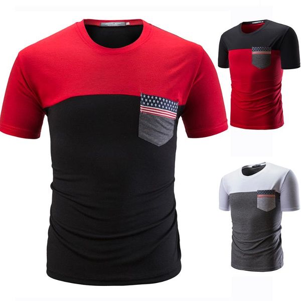 

men's t-shirts foreign trade t-shirt pocket short sleeve mens t shirts fashion 2021 streetwear, White;black