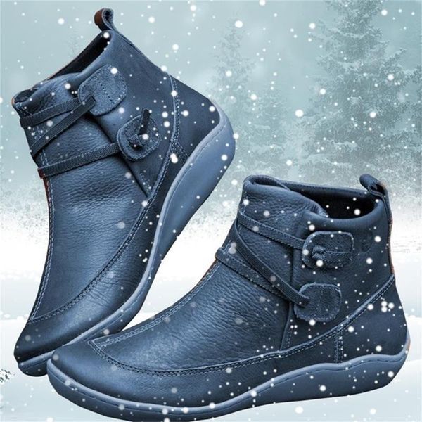 

boots 2021 autumn and winter fat british wind retro pu waterproof warm women's booties mujer botas, Black