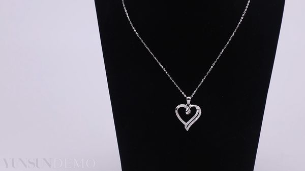 

engagement gift jewelry 925 sterling silver cz diamond heart pendant necklace