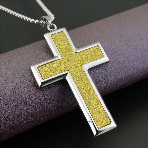 

fashion design necklace pendant luxury jewelry cross frosted religious men's accessories stn196, Silver