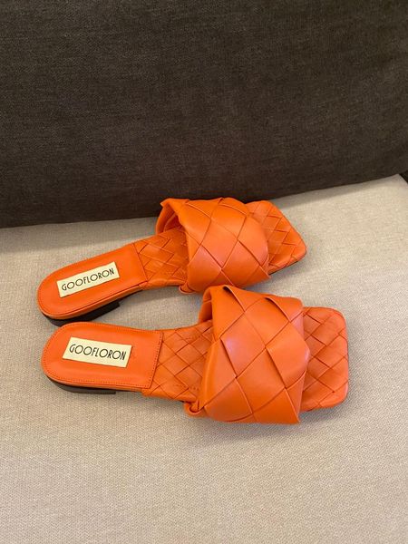 

slippers 2021 women knit knited waved genuine leather shoes sandals, Black