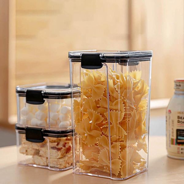 

dry storage box containers transparent stackable kitchen spaghetti noodles sealed tank organizers bottles & jars