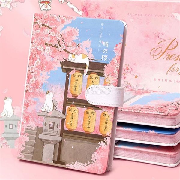 

notepads sakura series notebook writing pads ins style for girls magnetic buckle diary school office supplies, Purple;pink