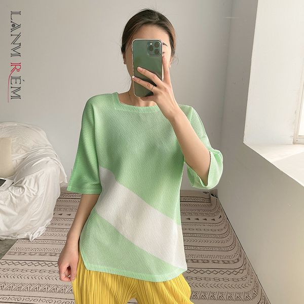 

pleated t-shirt for women summer half sleeve round neck loose casual large size shirts female fashion 2d3610 210507, White