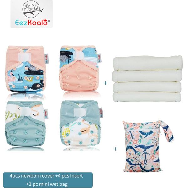

eezkoala wholesale christmas value packs born cloth diaper cover+4pcs insert plus mini wet bag pack diapers
