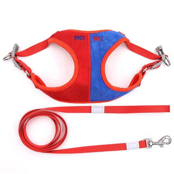 

breathable dog traction rope length 1.5m fluff puppy harness mesh vest buckskin material pet cat chest breakaway collars & leashes