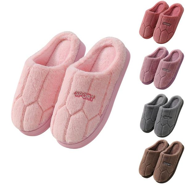 

slippers 2021 women warm home plush couples solid colors non-slip floor house indoor shoes man, Black