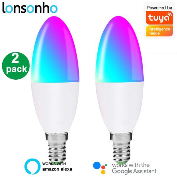 

bulbs lonsonho tuya smart led candle bulb light wifi candles lamp wireless remote control compatible alexa google home