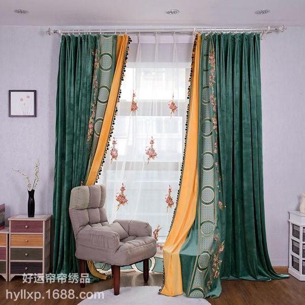 

curtain & drapes high-grade curtains for living room bedroom shade flannel embroidered window left and right biparting open