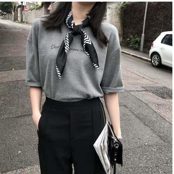 

scarves 70 * printed silk like small square scarf women's professional decoration versatile 70*70cm, Blue;gray
