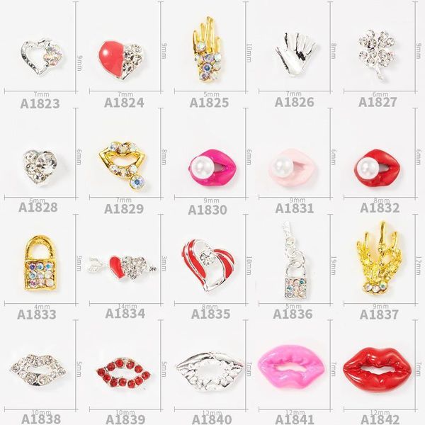 

20pcs pearl rhinestone love palm series alloy drill 3d fashion charm diy nail supplies decoration1, Silver;gold