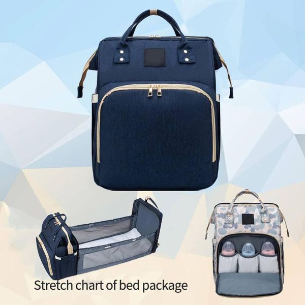 

diaper bags infant care multifunctional folding bed backpack large capacity mommy bag portable mother waterproof back zipper pocket