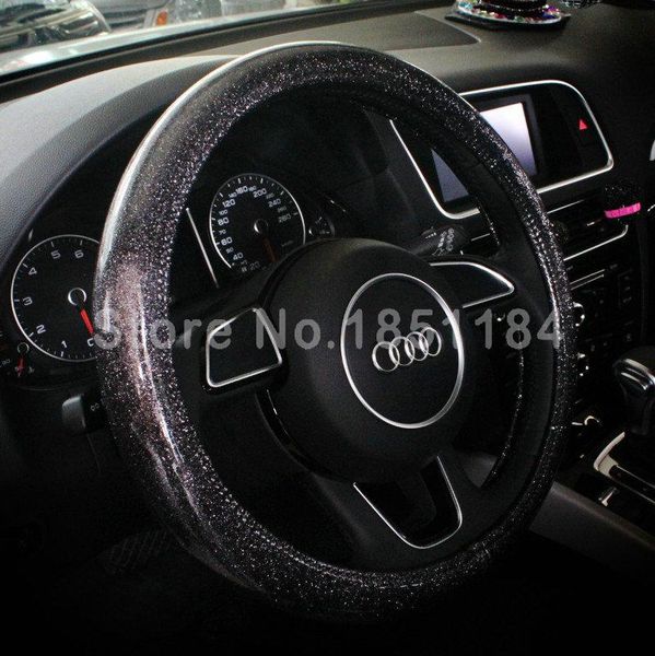 

steering wheel covers fashion women glitter leather car diamond auto steering-covers cases for girls accessories