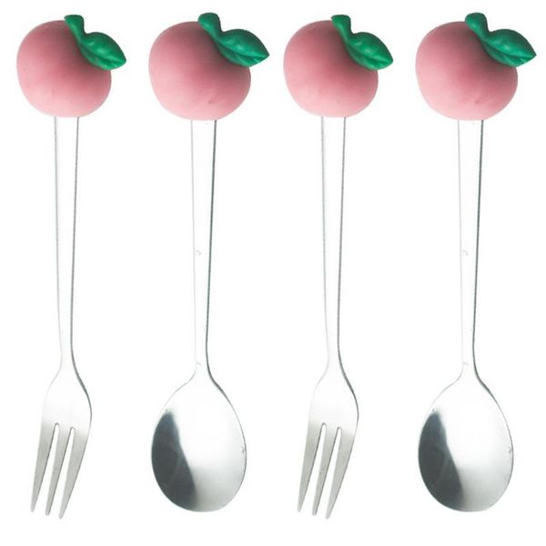 

creative fruit shaped tableware stainless steel fork spoon eating tools forks