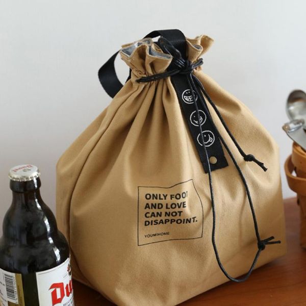 

storage bags 1pc canvas thermal insulation lunch box bag waterproof kitchen accessories