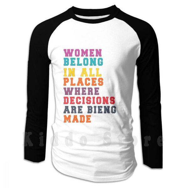 

men's hoodies & sweatshirts women belong in all places where decisions are being made-ruth bader ginsburg rbg long sleeve ruth, Black