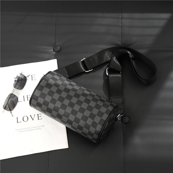 

waist bags 2021 leisure straddle bag cylinder tide messenger men's lattice shoulder youth