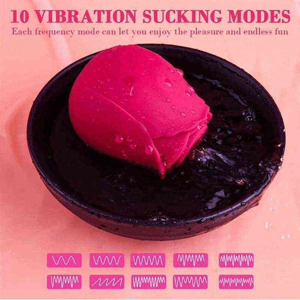 NXY Vibrator, Sexspielzeug, weiblich, Rosenform, vaginales Saugen, Stimulation der Klitoris, erotischer Oralsex, Sauger, starker 10-Stufen-Modus, 1122