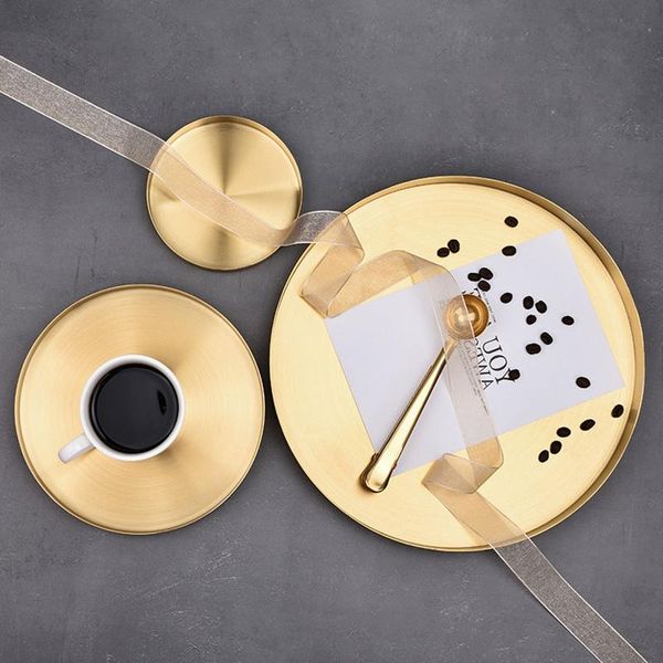

dishes & plates gold luxury tray dinner tableware dish stainless steel modern nordic round dinnerware dessert bread plate