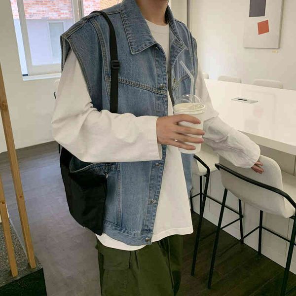 

men's vests primavera verÃ£o denim coletes homens solto casual sem mangas jaqueta meninos de algodÃ£o azul oversized colete masculin, Black;white