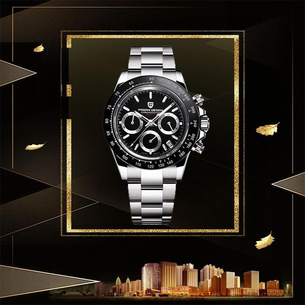 

wristwatches pagani design 2021 fashion casual men quartz watch sapphire glass stainless steel waterproof clock reloj hombre, Slivery;brown