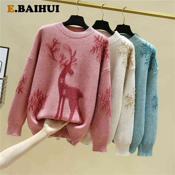 

ebaihui casual patchwork pullover sweater knitted o-neck long sleeve women england ladies chic warm winter 210522, White;black