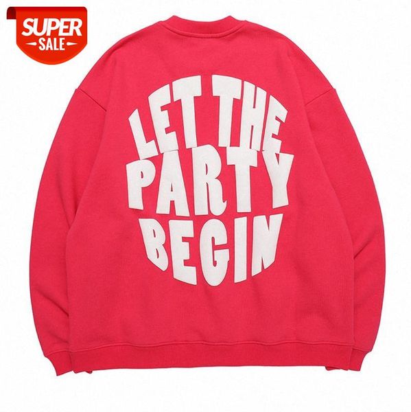 

american street letter graffiti print sweater high oversize plus velvet pullover men #3p3p, Black