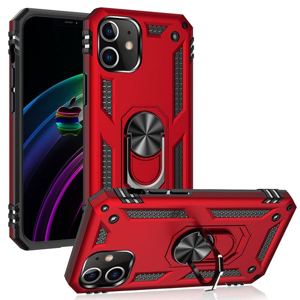 Capa de metal magnética com armadura à prova de choque, para iphone 15 14 13 11 12 11pro max xs xr 8 7 6s plus com suporte de anel