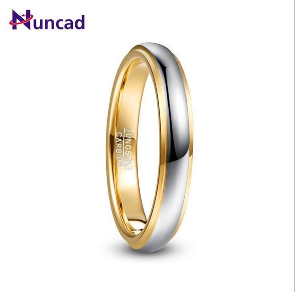

wedding rings 2021 t224r nuncad 4mm width domed polished step gold color plating tungsten steel men's ring band carbide, Slivery;golden