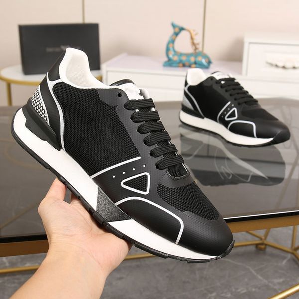 Designer masculino Sapatos casuais de alta qualidade Luxuryblack e White Brand Sports Fashion Leather Walking Borderyer Letter Padrão Tamanho do treinador Caixa 40-45