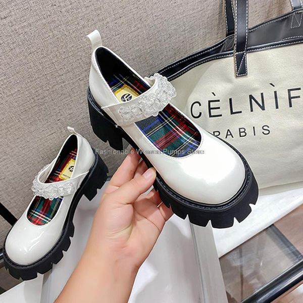 

dress shoes 2021 summer mary jane women round toe platform patent leather female japanese college style lolita jk retro shoe, Black