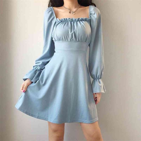 Летние женские платья корейская версия короткого абзаца обратно ремешок рубашка юбка ретро кружева женские платья PL230 210506