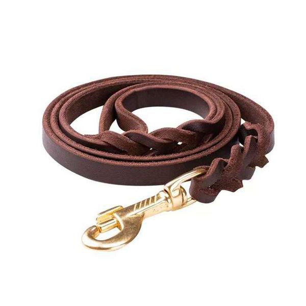 

dog collars & leashes real leather lead braided large big leash walking training leads traction rope for german shepherd labrador husky dogs