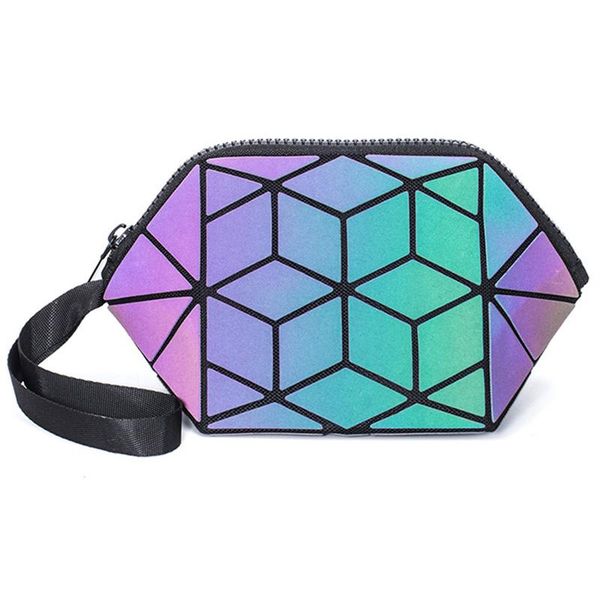 

multifunction travel cosmetic bag ladies pu makeup bags geometry lipsticks fashion european luminous women storage & cases