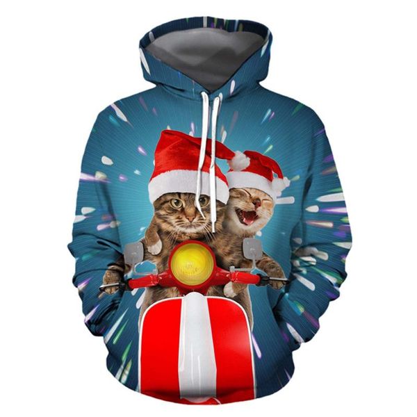 

men's hoodies & sweatshirts christmas 3d printed sweatshirt men long sleeve hooded man hip hop tracksuit pullover sudaderas para 2021, Black