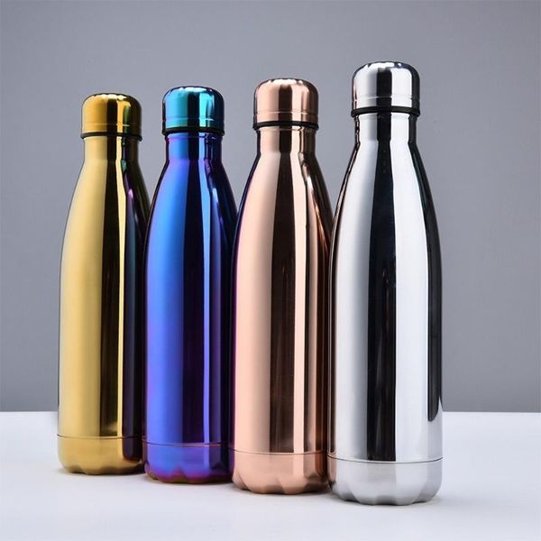 

colorful vacuum mug stainless steel coke cup outdoor sports bottle couple plating water bottles