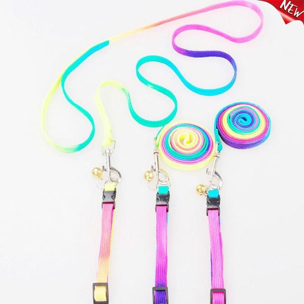 

soft walking harness lead adjustable pet puppy chain 1.2m rainbow mascotas dog leash collars & leashes