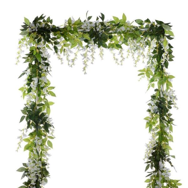 

simulate wisteria flower rattan for home garden outdoor wedding party arch decoration decorative flowers & wreaths