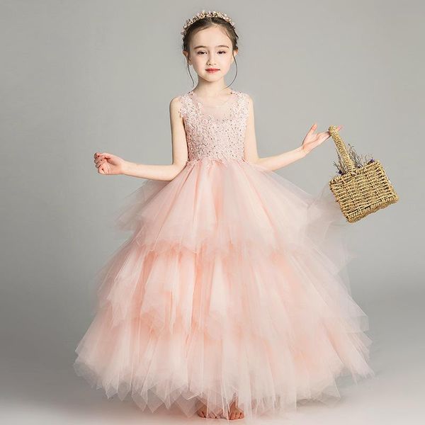 

girl's dresses appliques crystal pink pretty flower girl dress baby ball gown kids formal wear wedding party, Red;yellow