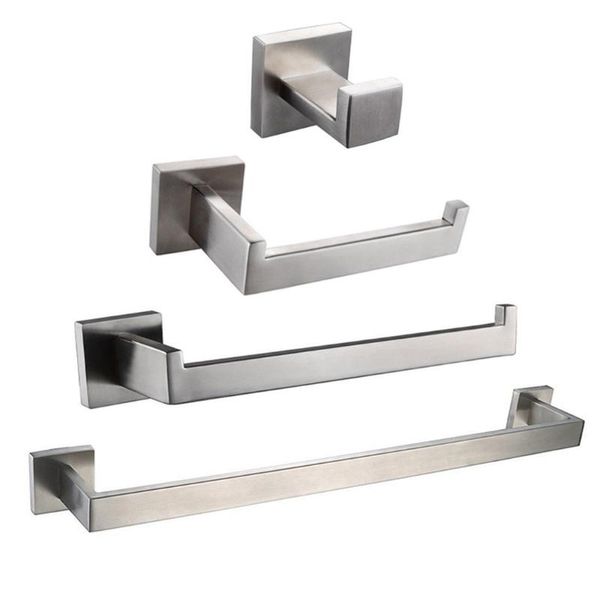 

bath accessory set brushed nickel finish bathroom accessories stainless steel hardware square shape products wall mounted