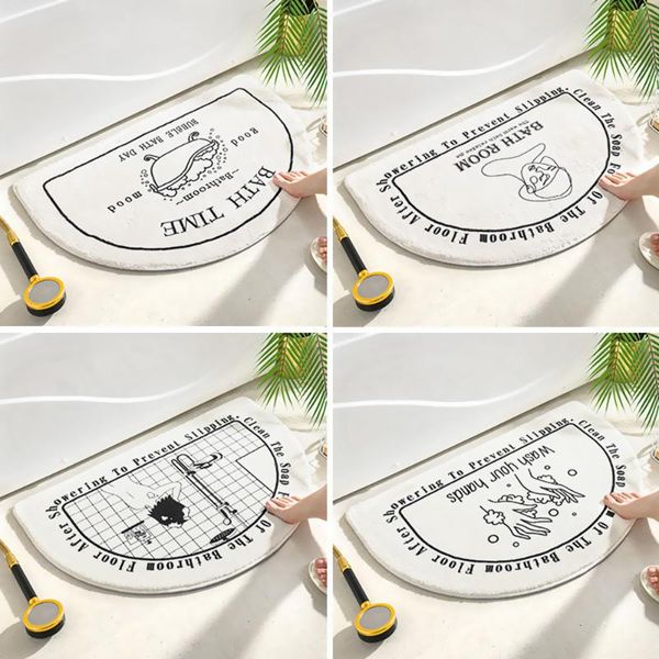 

carpets half round bathroom door entrance mat cartoon simple bath rug non-slip absorbent cute