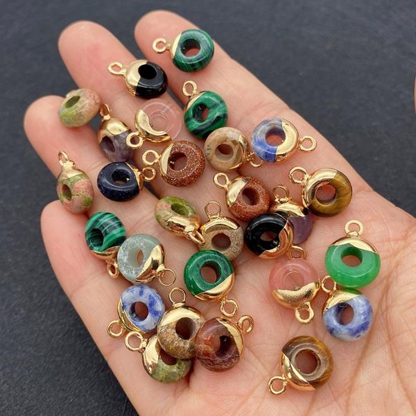 

charms wholesale multicolor ring shape pendant natural stone for jewelry making diy handmade accessories beaded decoration fashion, Bronze;silver
