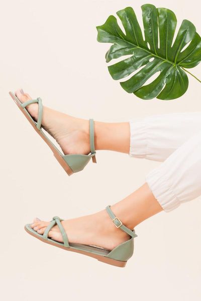 

sandals women's green flat season elegant design fashion, Black
