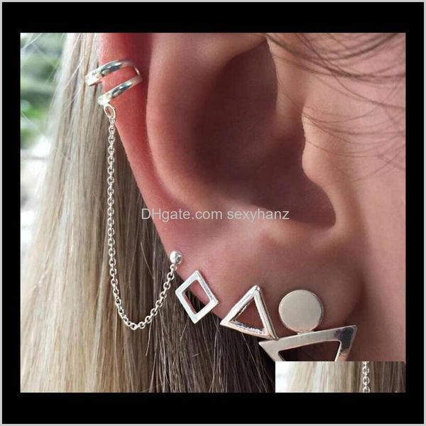 

dangle & chandelier drop delivery 2021 4pcs/set triangle stud vintage sier square long women earrings fashion jewelry gift 5owmb, Silver